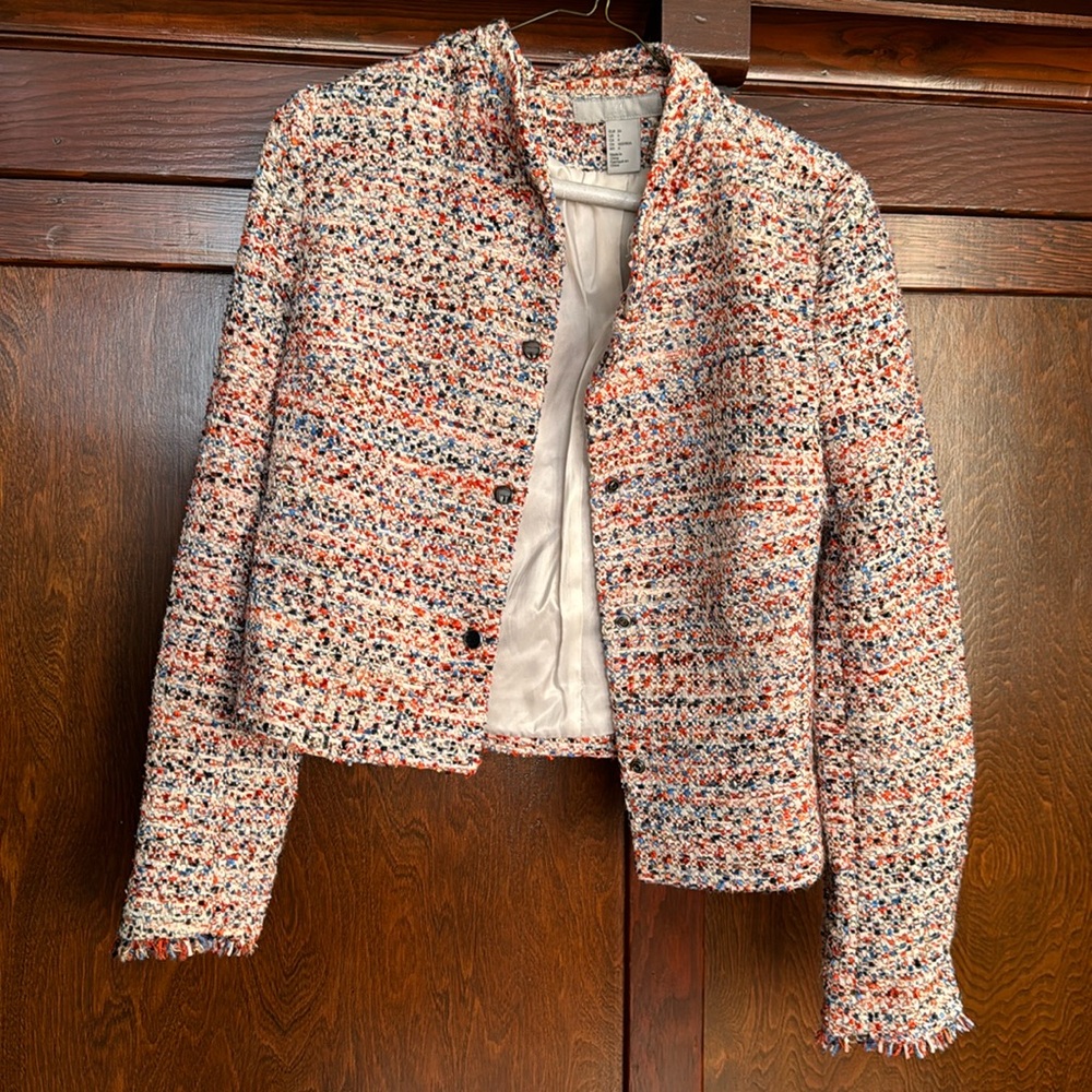 H&M multicolored tweed cropped jacket